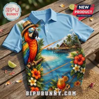 Jimmy Buffett Margaritaville Retired Blue Polo Shirt Jimmy Buffett Margaritaville Retired Blue Polo Shirt