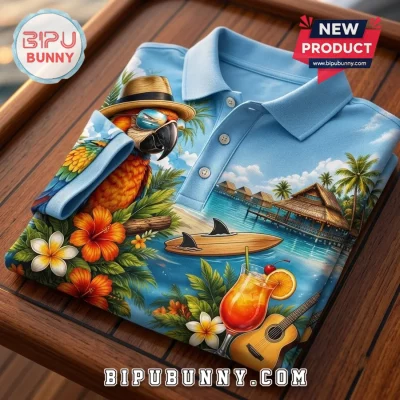 Jimmy Buffett Margaritaville Retired Blue Polo Shirt