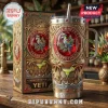 Jimmy Buffett Parrothead Engraved 40oz Stainless Steel Tumbler with gold relief, parrot emblem, and palm tree motifs.