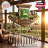John Deere wind chime featuring a miniature farm landscape, tractor ornaments, and metallic tubes with etched crop designs.!