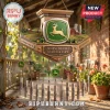 John Deere Heritage Farm wind chime with green tractor icons, metal tubes featuring corn and deer engravings.!