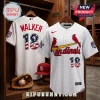 St. Louis Cardinals Jordan Walker white baseball jersey with USA flag print number 18 and matching red team cap.!