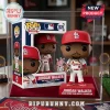 Jordan Walker Funko Pop vinyl figure wearing St. Louis Cardinals uniform with 2026 Home Run Derby trophy in display case.!