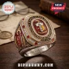 Kappa Alpha Psi fraternity ring in gold and silver with red enamel, crest detail, cane motif, and diamond-like accents.!