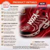 Kappa Alpha Psi branded red and white sneaker with faux crocodile texture, white laces, and greek letters on toe box.!