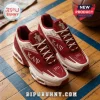 Kappa Alpha Psi crimson and white sneakers with Greek lettering, 1911 text, and fraternity crest on a basketball court.!