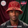 Red corduroy bucket hat with Greek letters Kappa Alpha Psi, embroidered EST 1911 and gold scrollwork detailing.!