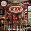Kappa Alpha Psi fraternity wind chime with crimson and cream emblems, miniature cardigan, trophy, and Greek letter charms.!