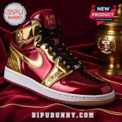 Kappa Alpha Psi Metallic Red and Gold Air Jordan 1 High Sneakers