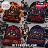 KISS Band Halloween Beanie Hat 2026 collection featuring band members, pumpkin, and graveyard graphics on knit fabric.