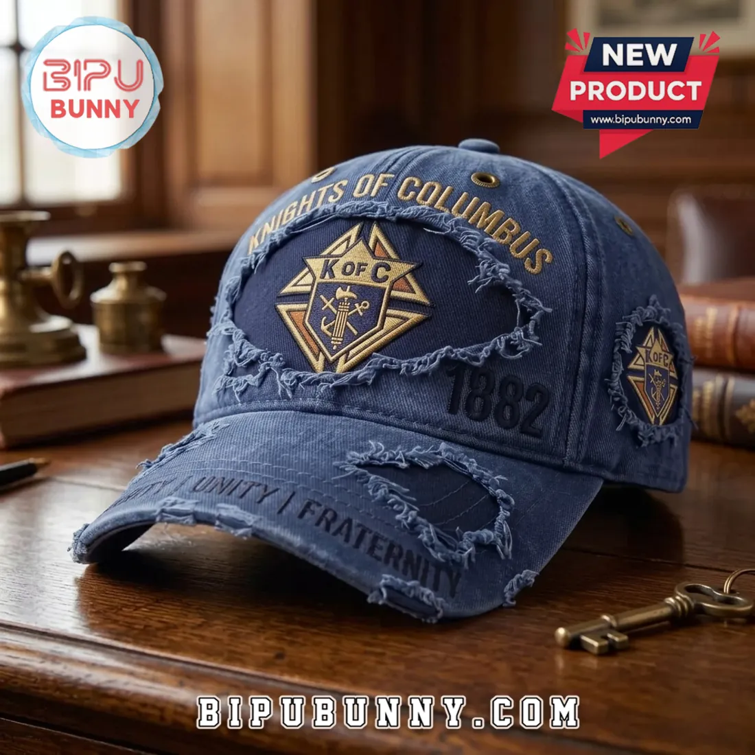 Knights of Columbus 1882 Navy Distressed Baseball Cap Knights of Columbus 1882 Navy Distressed Baseball Cap