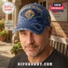 Distressed blue denim Knights of Columbus baseball cap with embroidered logo, 1882 text, and Charity Unity Fraternity print.!