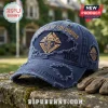 Distressed blue Knights of Columbus baseball cap with embroidered logo, 1882 text, and Charity Unity Fraternity print.!