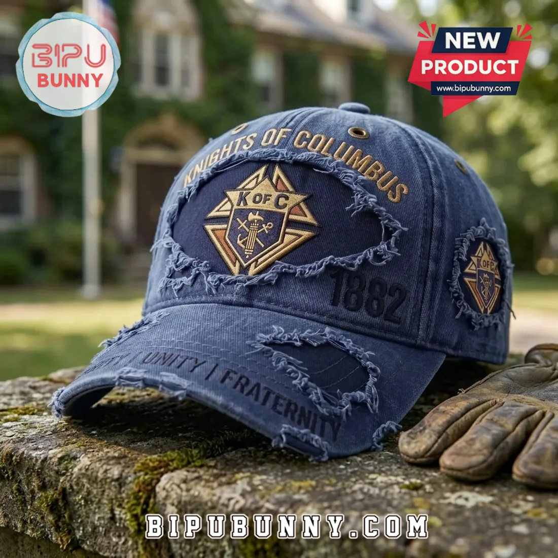 Knights of Columbus 1882 Navy Distressed Baseball Cap Knights of Columbus 1882 Navy Distressed Baseball Cap