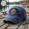 Distressed blue denim Knights of Columbus baseball cap featuring embroidered K of C logo, 1882 text, and Unity Fraternity.!