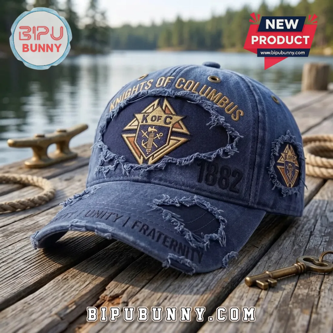 Knights of Columbus 1882 Navy Distressed Baseball Cap Knights of Columbus 1882 Navy Distressed Baseball Cap
