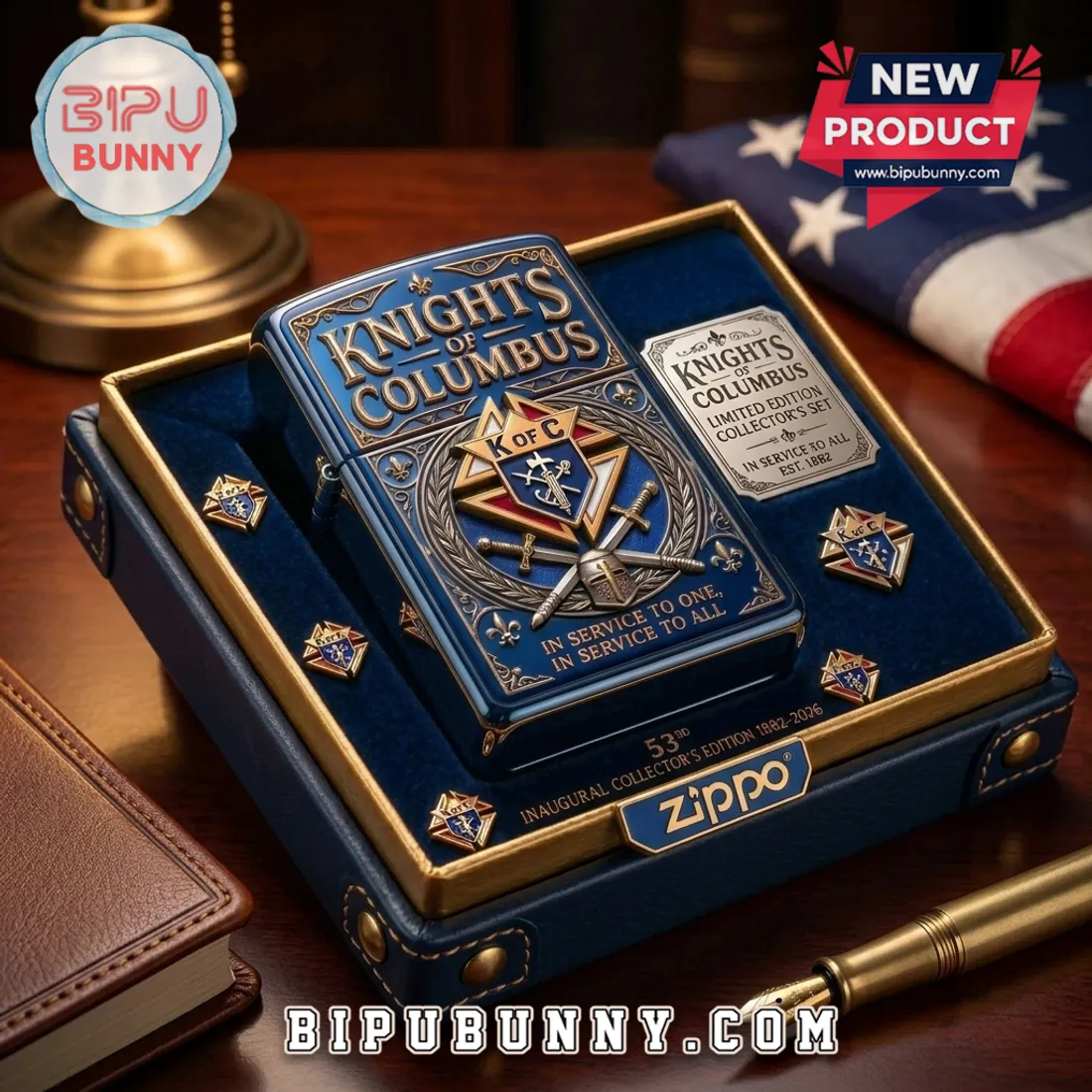 Knights of Columbus Limited Edition Brass Zippo Lighter Case Knights of Columbus Limited Edition Brass Zippo Lighter Case