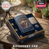 Knights of Columbus Zippo lighter set with blue enamel finish, gold accents, and matching lapel pins in a display box.!