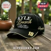 Black baseball cap featuring Kyle Busch embroidery, the number 18 on the brim, and Rowdy script on the side panel.!