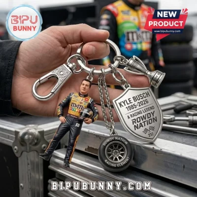 Kyle Busch 3D Sculpted Metal Racing Keychain