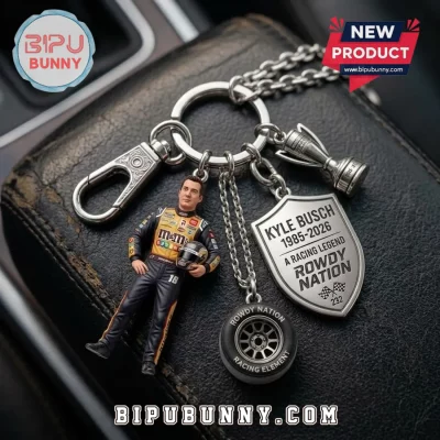 Kyle Busch 3D Sculpted Metal Racing Keychain