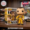 Kyle Busch Legend Sports vinyl figure in yellow M&M racing suit holding a helmet next to its branded display box.!