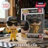 Kyle Busch Funko Pop vinyl figure wearing a yellow M&Ms racing suit and black sunglasses next to its retail display box.!