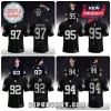 Black sports jerseys featuring BTS member names Jungkook 97, V 95, Jin 92, and J-Hope 94 with printed player signatures.!