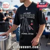Las Vegas Raiders x Darth Vader black football jersey featuring a central graphic of Darth Vader and team lettering.