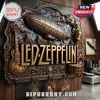 Led Zeppelin Embossed Vintage Metal Wall Key Rack featuring a zeppelin, electric guitar, and drums on a dark background.