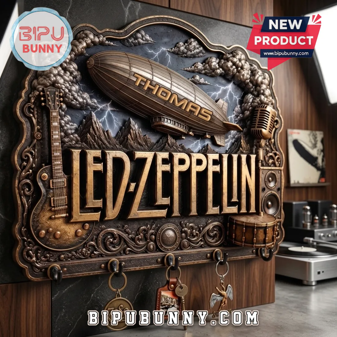 Led Zeppelin Embossed Vintage Metal Wall Key Rack Led Zeppelin Embossed Vintage Metal Wall Key Rack