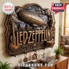 Led Zeppelin Embossed Vintage Metal Wall Key Rack featuring a zeppelin, lightning, guitar, microphone, and drums.