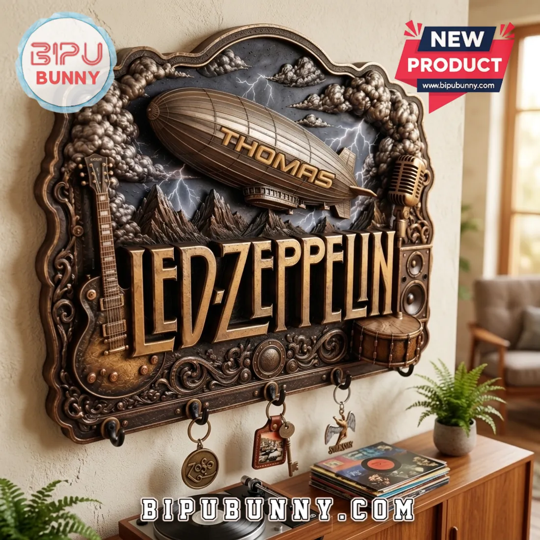 Led Zeppelin Embossed Vintage Metal Wall Key Rack Led Zeppelin Embossed Vintage Metal Wall Key Rack