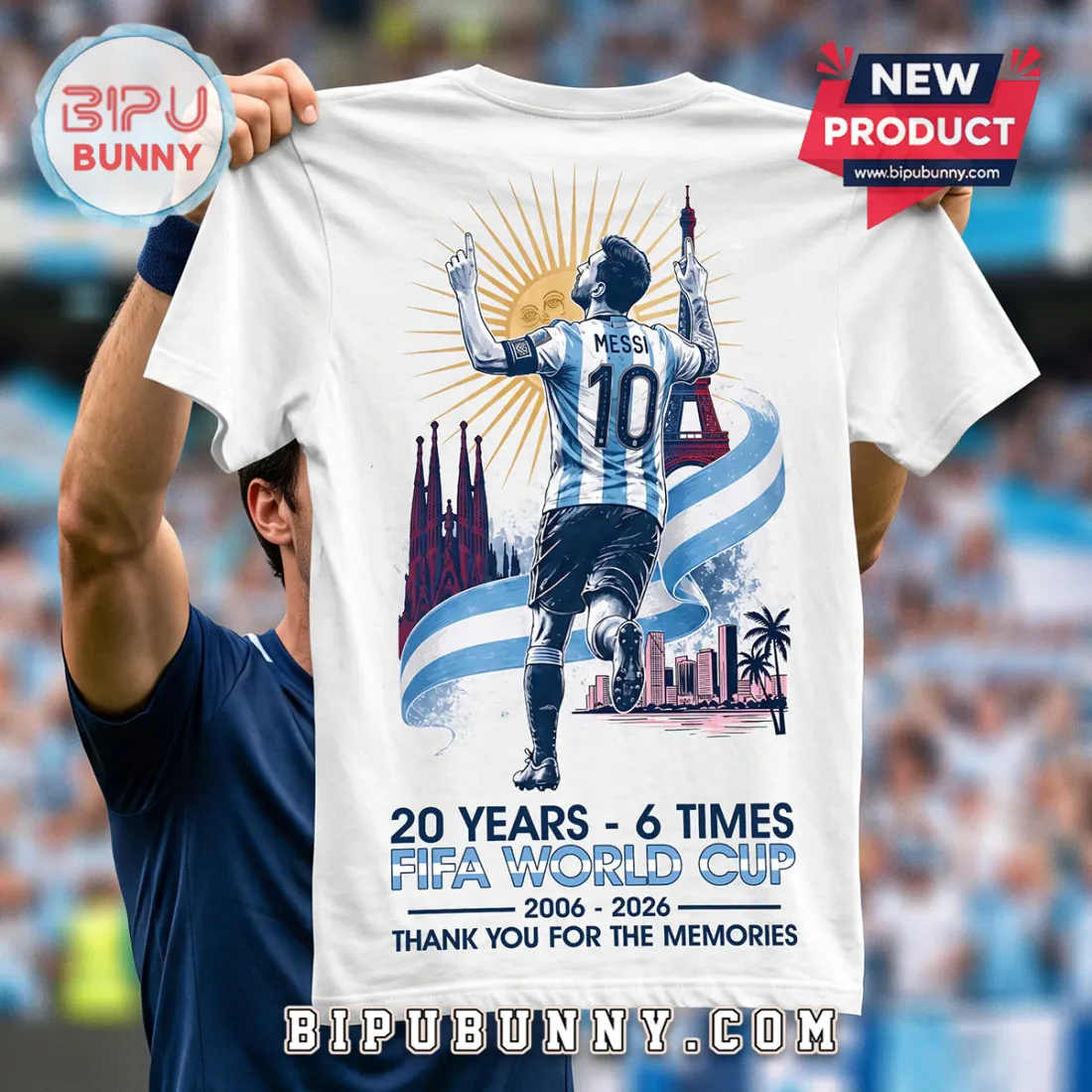 Lionel Messi 2006-2026 World Cup White T-Shirt Lionel Messi 2006-2026 World Cup White T-Shirt