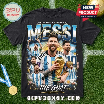 Lionel Messi Argentina The Goat Wash T-Shirt