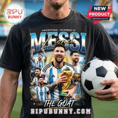 Lionel Messi Argentina The Goat Wash T-Shirt