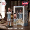 Lionel Messi vinyl figure in sky pointing pose wearing Argentina home kit, displayed with its official collector box.!
