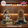 Lionel Messi Argentina World Cup King Sculpted Vinyl Figure showing front and back views with golden throne and trophy.
