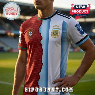 Lionel Messi x Cristiano Ronaldo Split Jersey T-Shirt