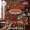 Liverpool FC decorative mobile featuring Mohamed Salah figurine, club crests, red banners, and metal wind chime tubes.!