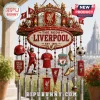 Liverpool FC decorative wind chime featuring club logos, Mohamed Salah figurine, jersey, gold boots, and silver trophies.!
