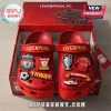 Red Liverpool FC themed foam clogs featuring YNWA, Anfield, Champions League trophy, and soccer ball charms in a gift box.!