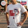 White crewneck t-shirt featuring Vote Trout text, a patriotic fish illustration, and the Los Angeles Angels logo.!