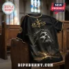 LSU Tigers Jesus Saved My Life baseball jersey with black fabric, gold trim, and a graphic of Jesus at Calvary.