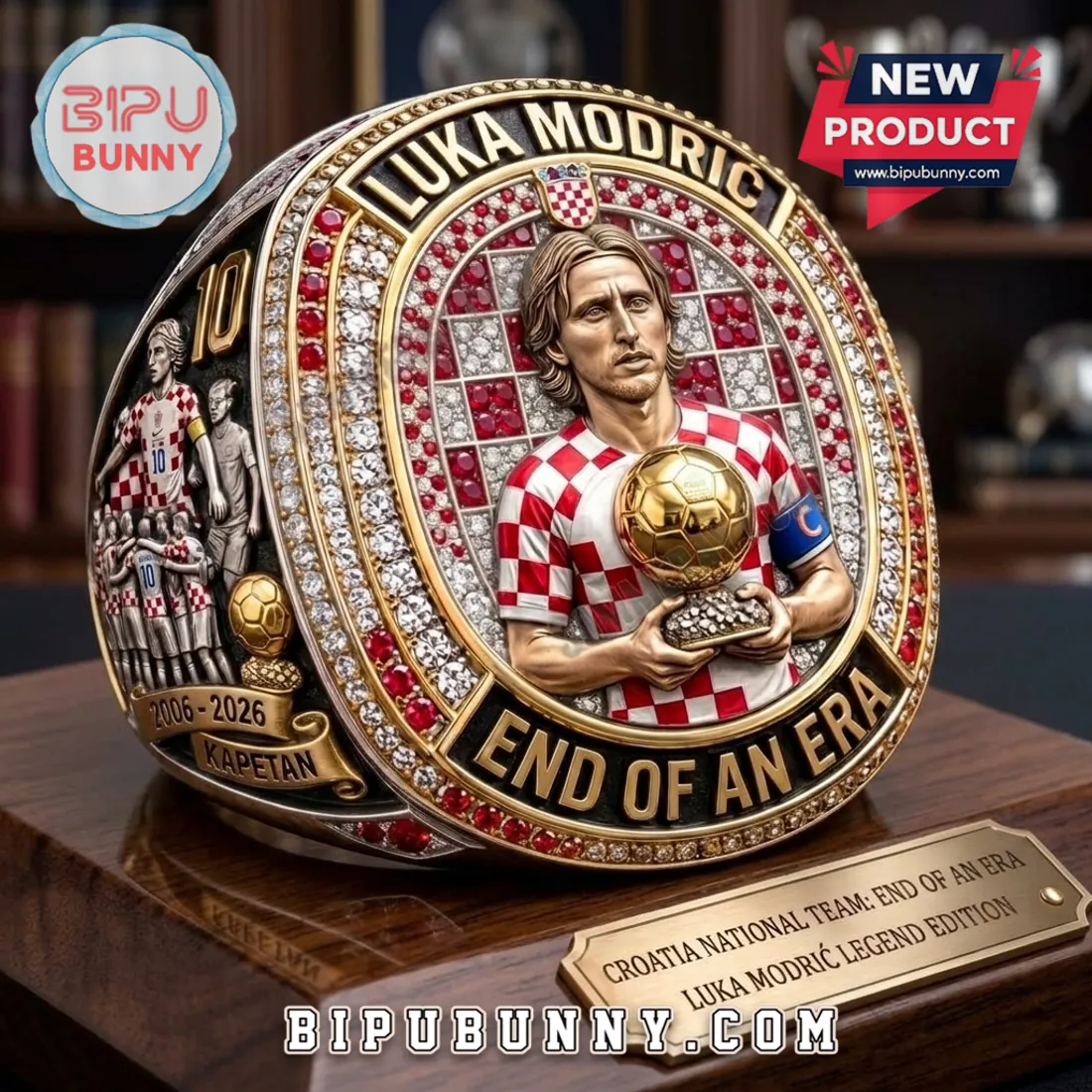 Luka Modric Croatia National Team Gold Commemorative Ring Luka Modric Croatia National Team Gold Commemorative Ring