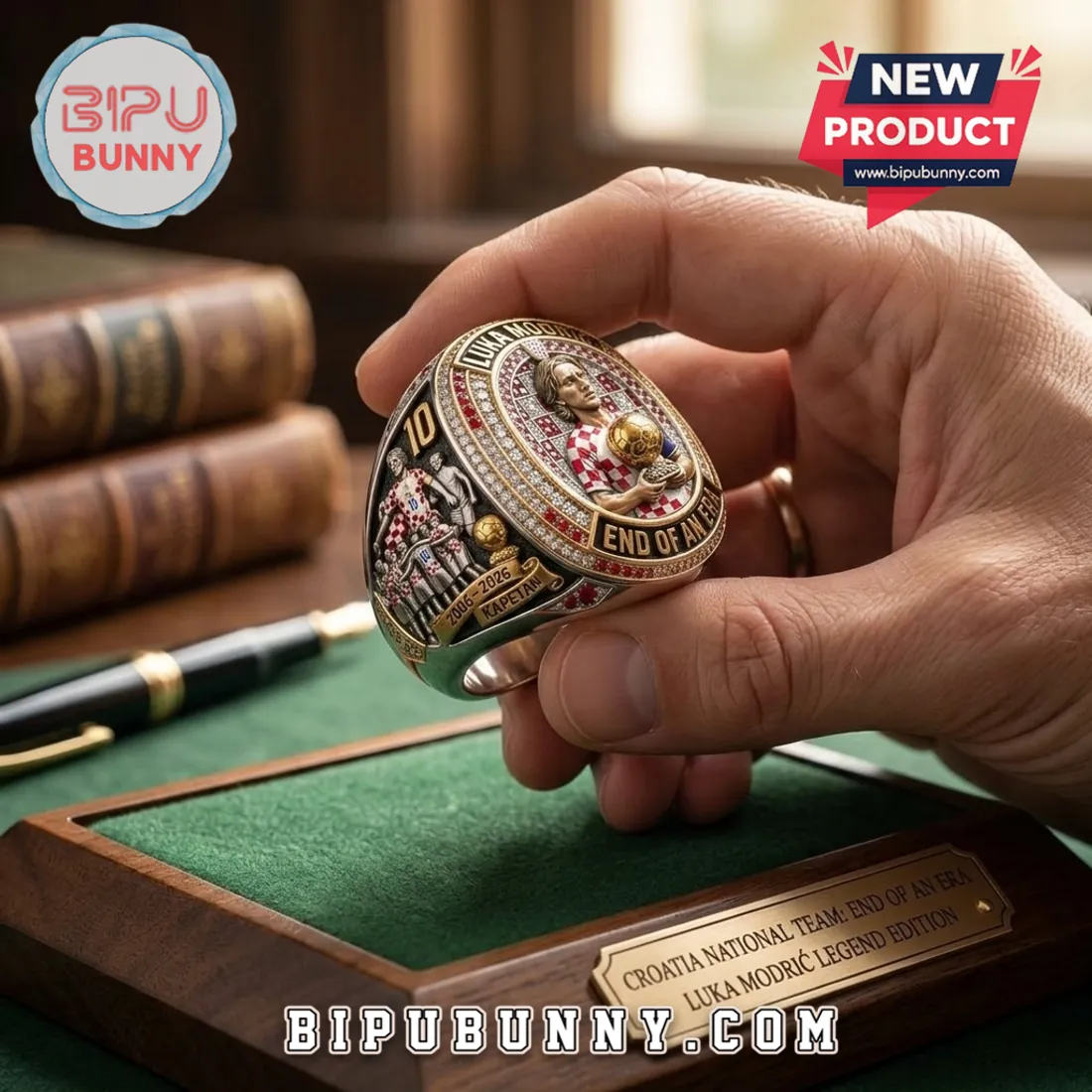 Luka Modric Croatia National Team Gold Commemorative Ring Luka Modric Croatia National Team Gold Commemorative Ring