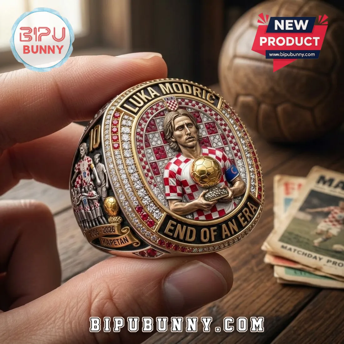 Luka Modric Croatia National Team Gold Commemorative Ring Luka Modric Croatia National Team Gold Commemorative Ring