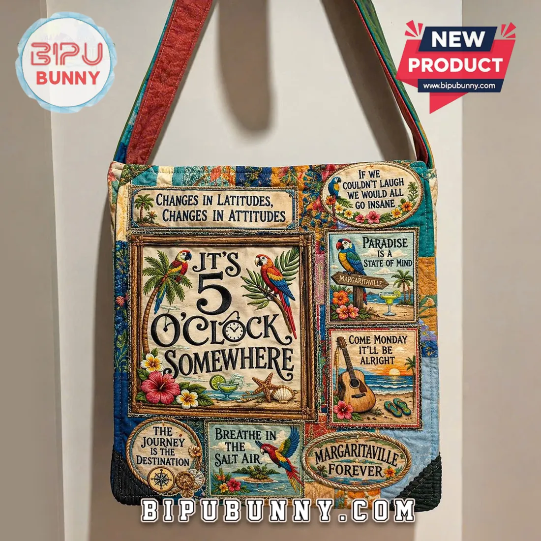 Margaritaville It’s 5 O’Clock Somewhere Quilted Tote Bag Margaritaville It’s 5 O’Clock Somewhere Quilted Tote Bag