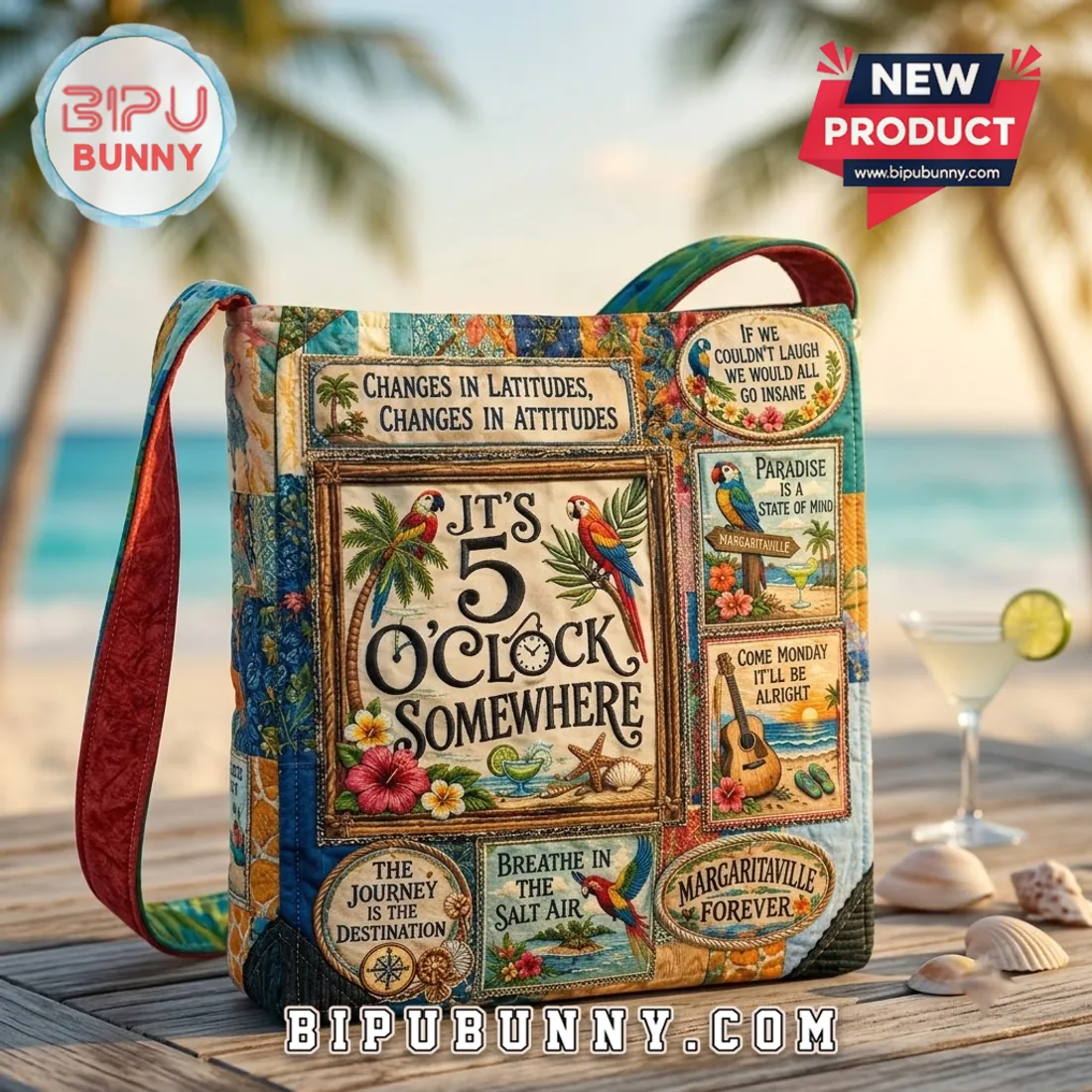 Margaritaville It’s 5 O’Clock Somewhere Quilted Tote Bag Margaritaville It’s 5 O’Clock Somewhere Quilted Tote Bag