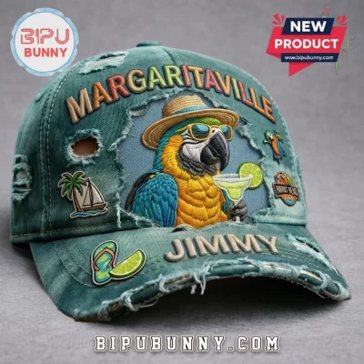 Margaritaville Jimmy Parrot Premium Embroidered Distressed Cap